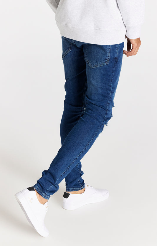 Blue Distressed Slim Fit Jean