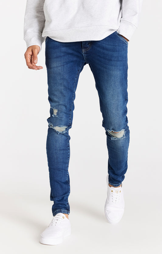 Blue Distressed Slim Fit Jean