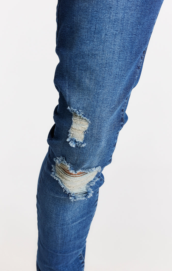 Load image into Gallery viewer, Blue Distressed Slim Fit Jean (4)