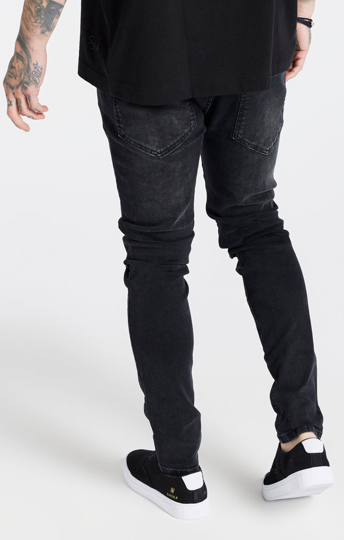 Load image into Gallery viewer, Black Washed Distressed Slim Fit Jean (2)