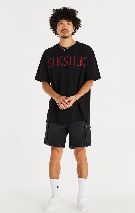 Black Denim Cargo Short