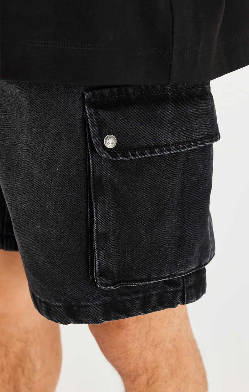 Black Denim Cargo Short (1)