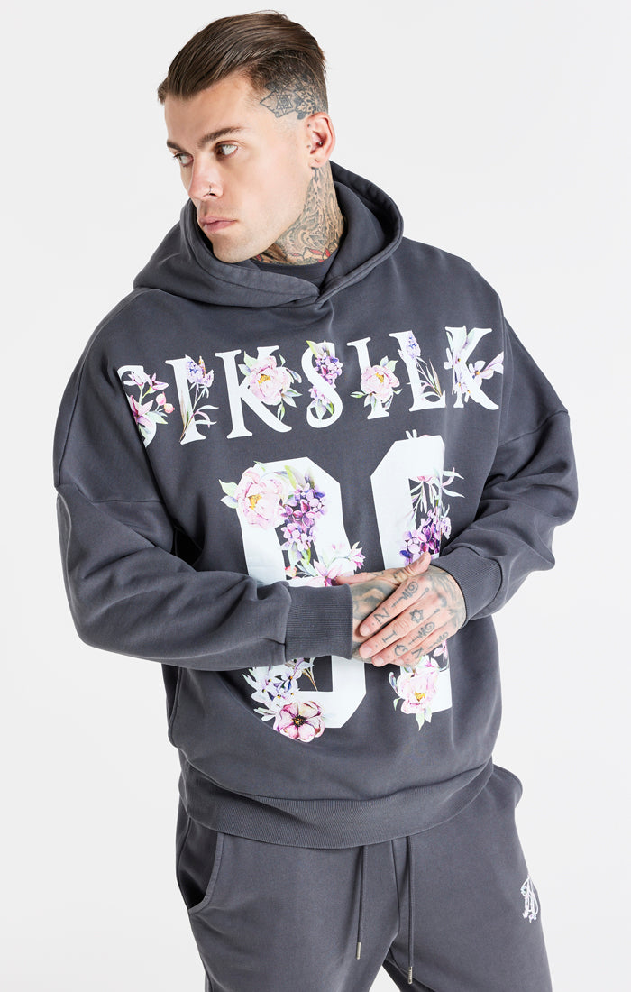 Grey Acid Floral Overhead Hoodie