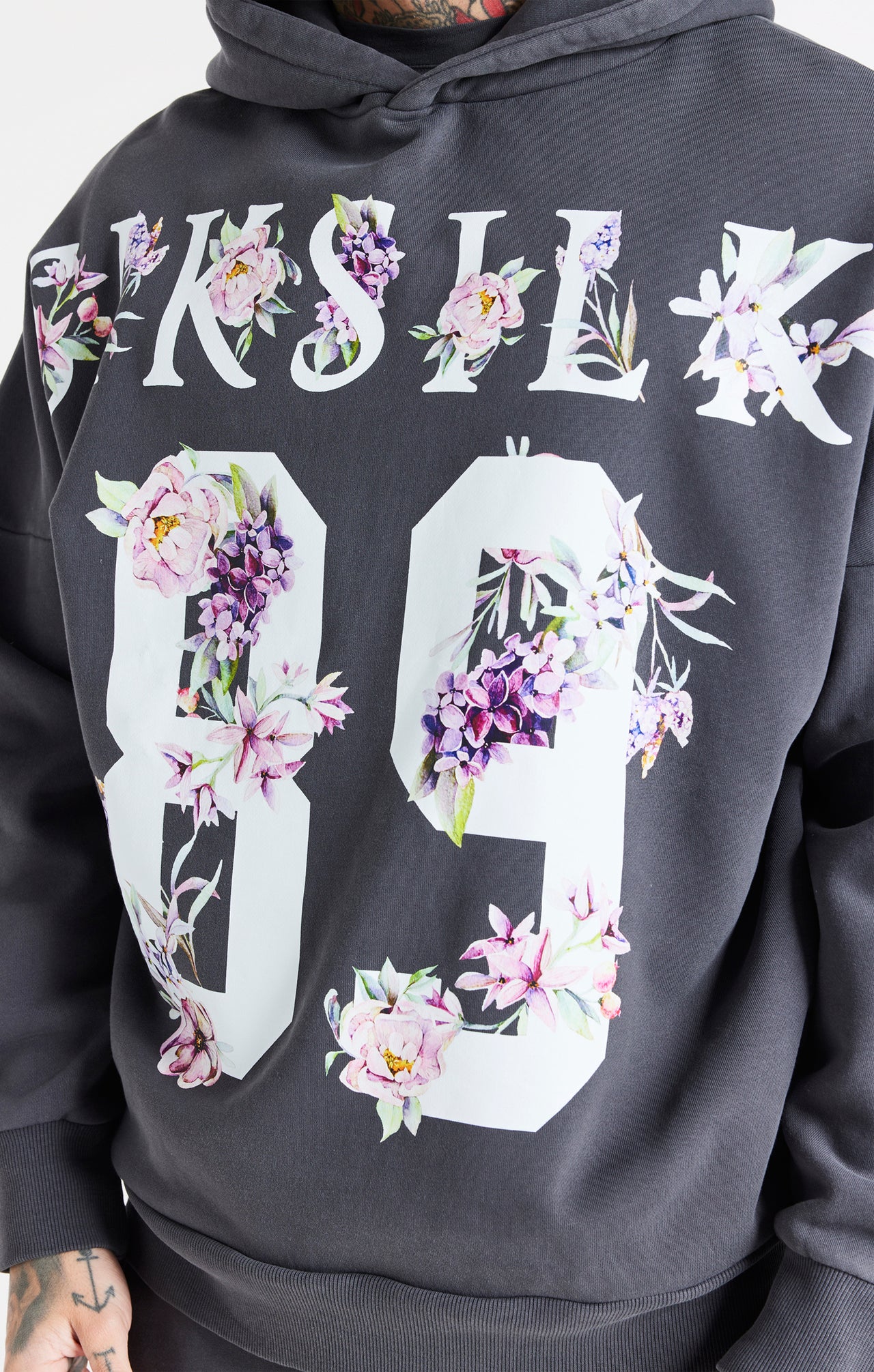 Grey Acid Floral Overhead Hoodie (2)