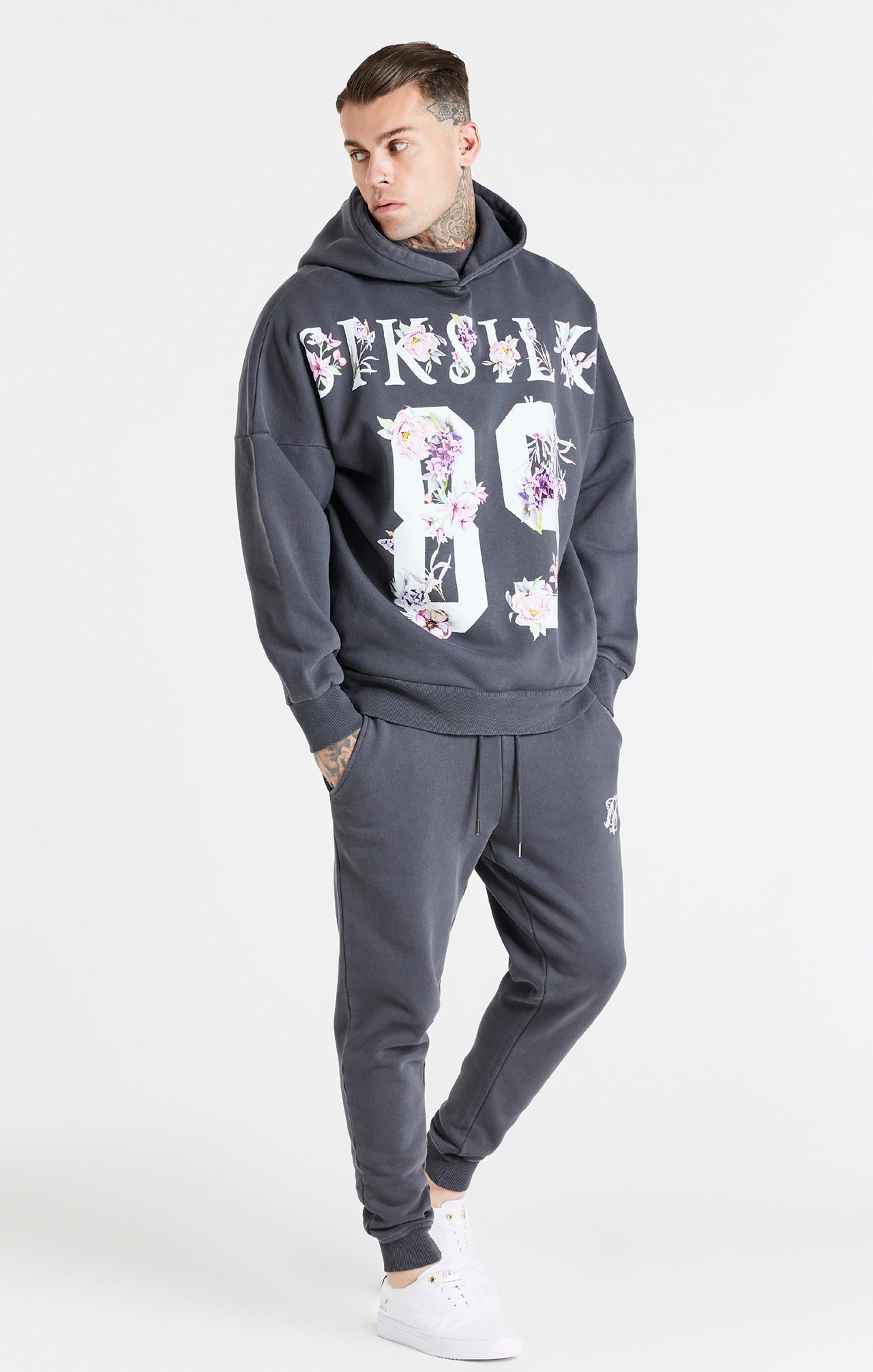 Grey Acid Floral Overhead Hoodie (3)