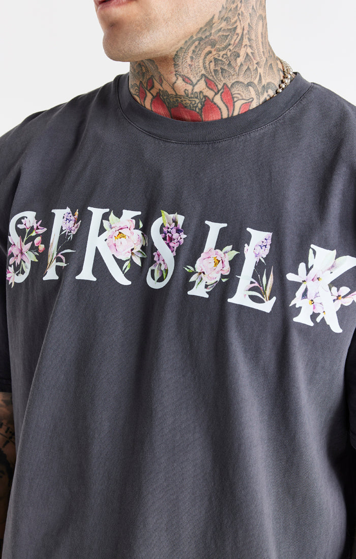 Grey Floral Oversized T-Shirt (2)