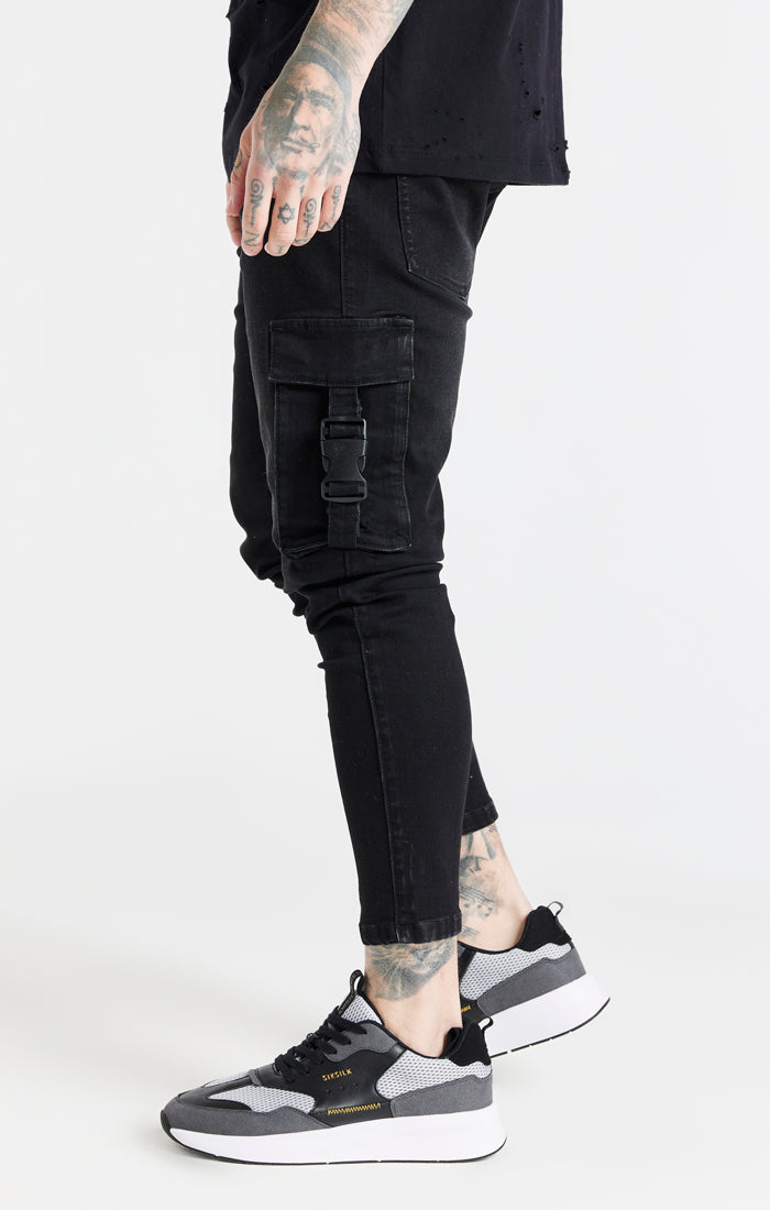 Load image into Gallery viewer, Black Cargo Skinny Jean (1)