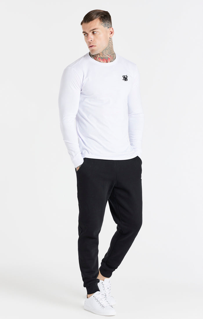 White Essential Long Sleeve Muscle Fit T-Shirt (3)