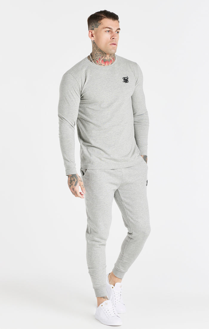 Grey Marl Essential Long Sleeve Muscle Fit T-Shirt (2)