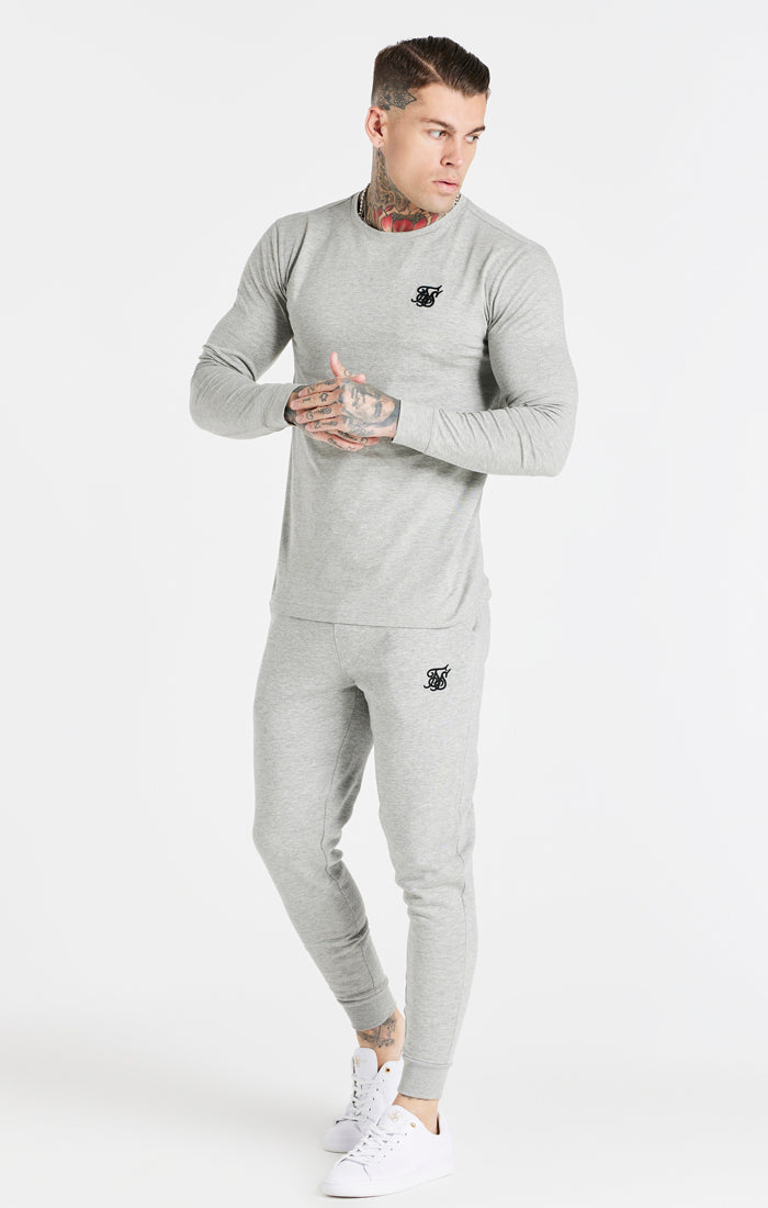 Grey Marl Essential Long Sleeve Muscle Fit T-Shirt (3)