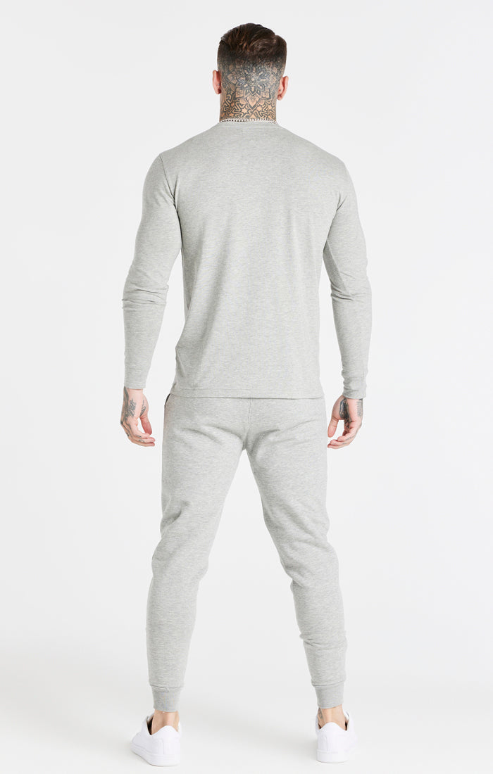 Grey Marl Essential Long Sleeve Muscle Fit T-Shirt (4)