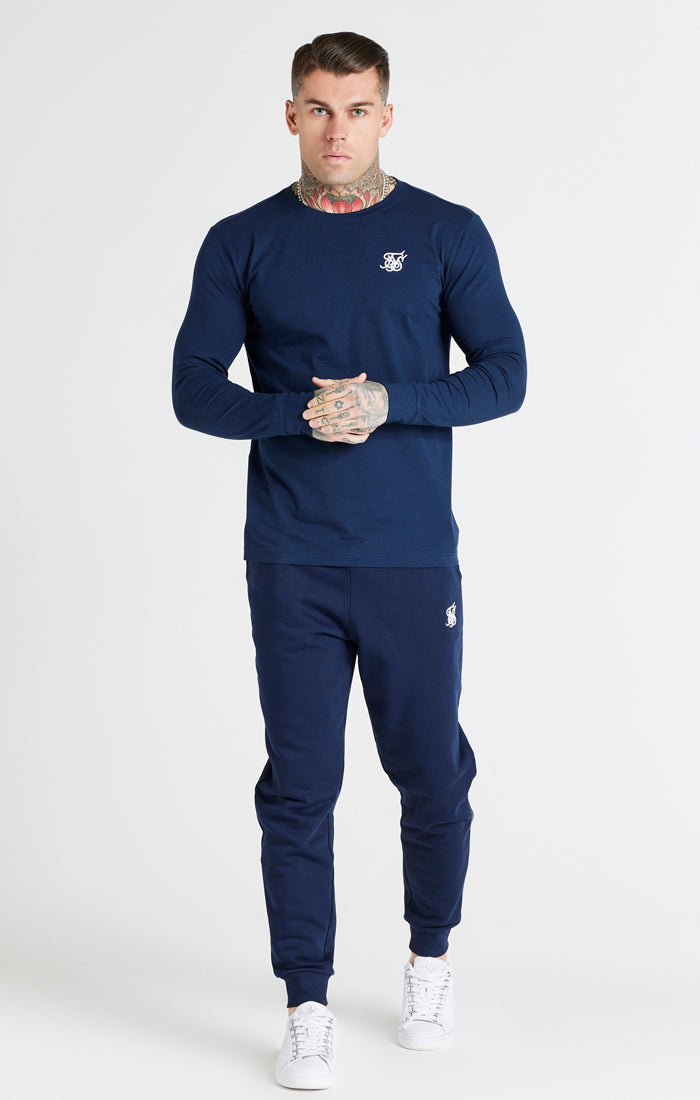 Navy Essential Long Sleeve Muscle Fit T-Shirt (2)