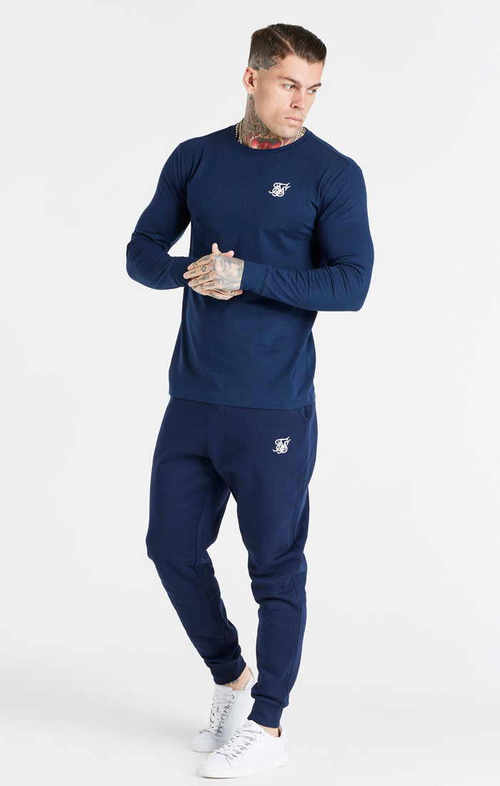 Navy Essential Long Sleeve Muscle Fit T-Shirt (3)