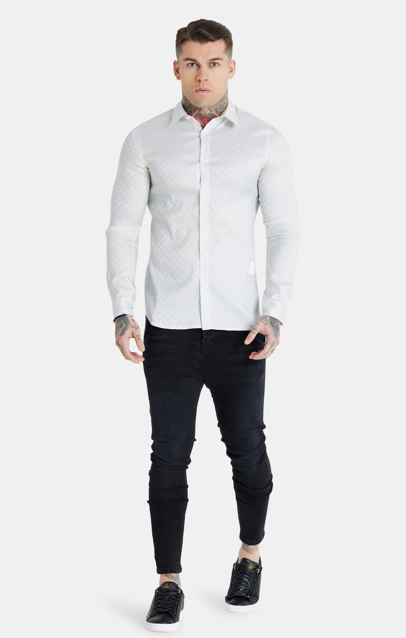 Messi x SikSilk White Monogram Shirt (1)