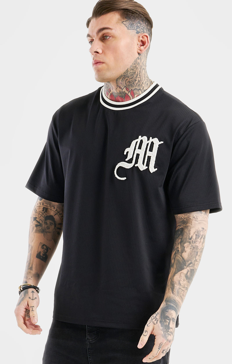 Messi x SikSilk Logo Drop Shoulder Tee - Black