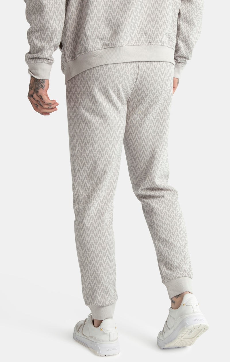 Messi x SikSilk Grey Monogram Print Cuffed Pant (1)