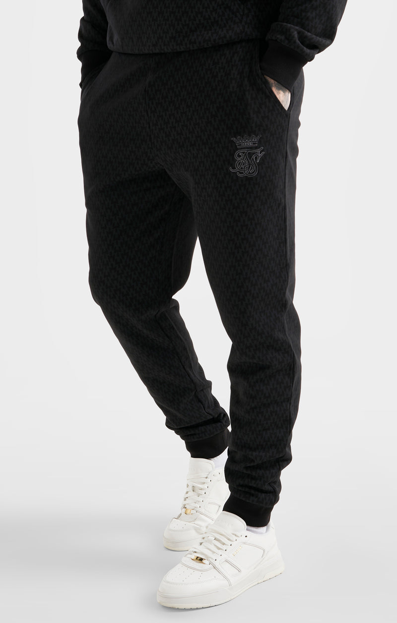 Messi x SikSilk Black Monogram Cuffed Pant