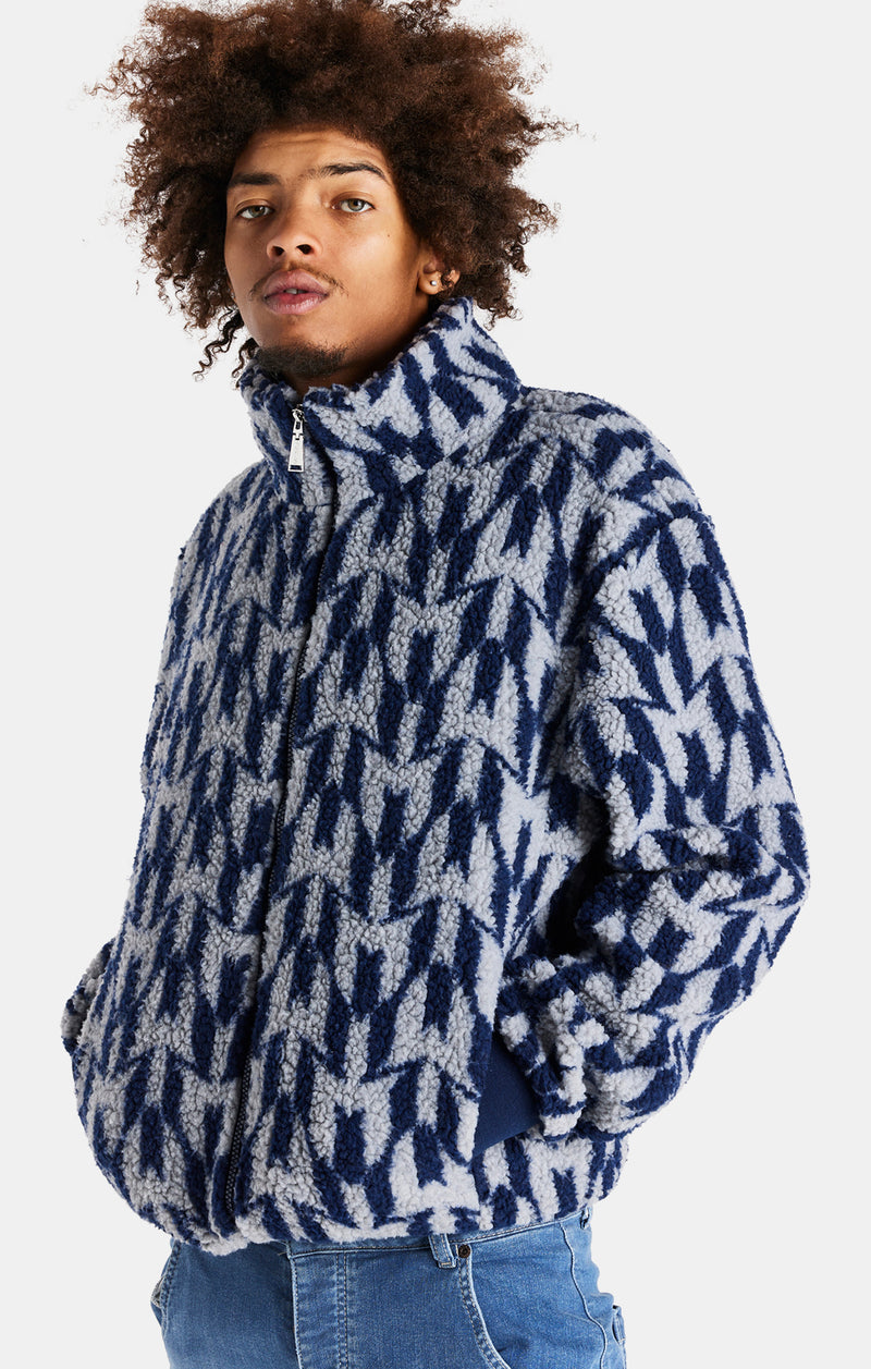 Messi x SikSilk Navy Borg Funnel Jacket