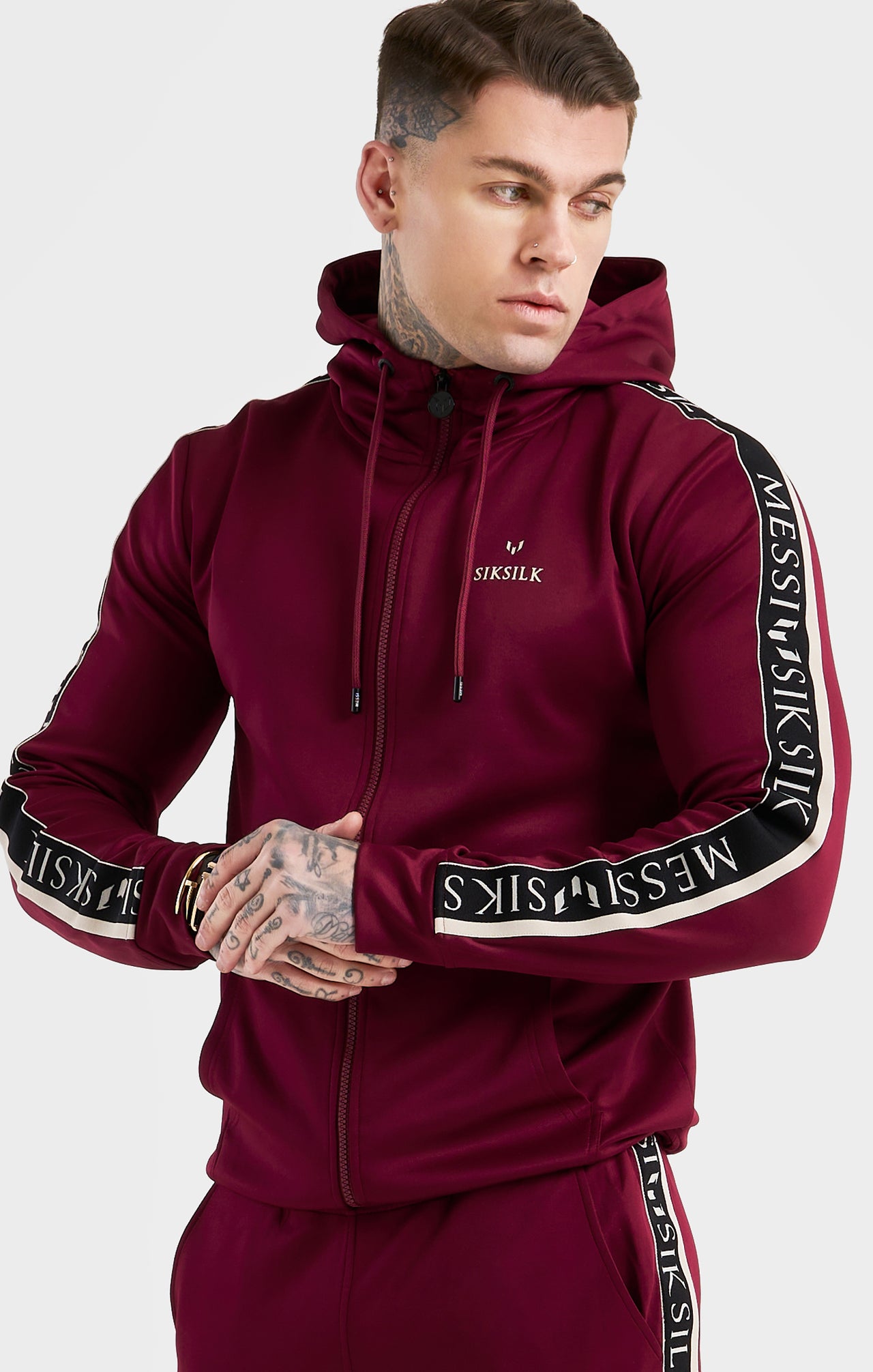 Messi x SikSilk Taped Zip Through - Burgundy