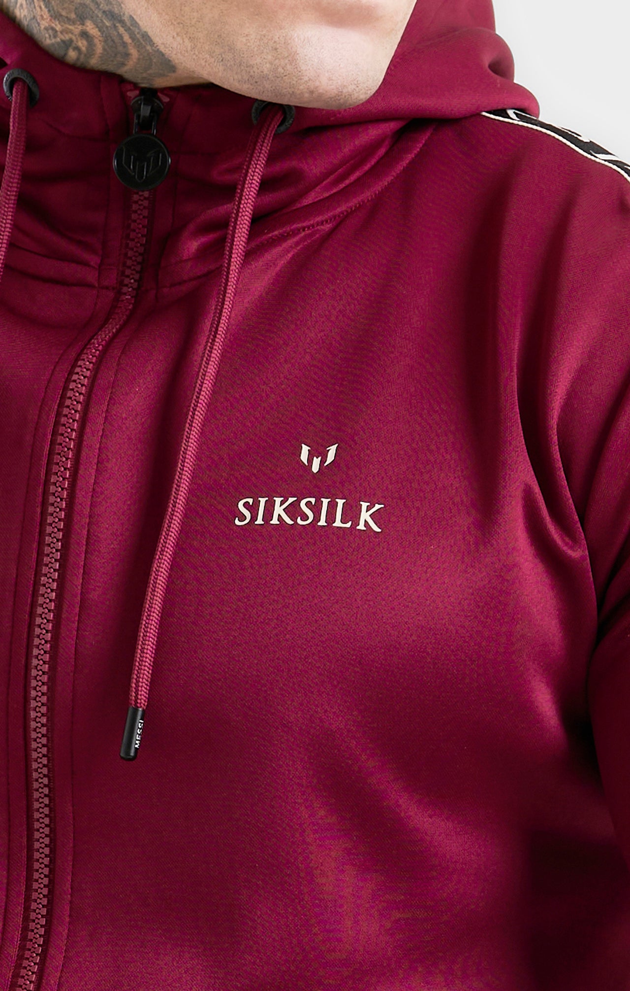 Messi x SikSilk Taped Zip Through - Burgundy (1)