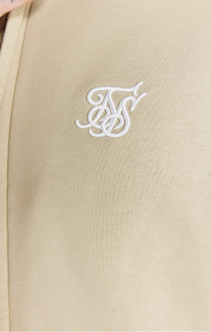 Beige Essential Zip Through Funnel Neck Hoodie (1)