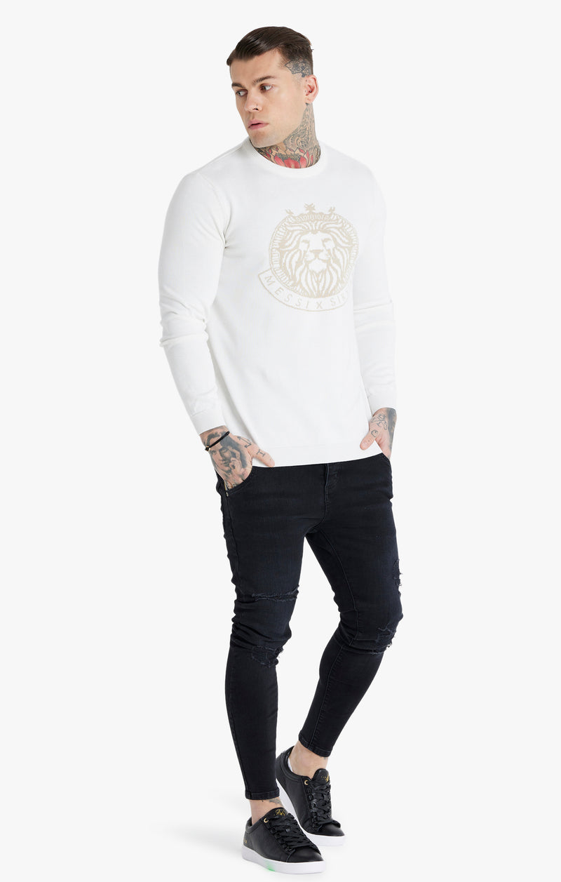Messi x SikSilk Ecru Knit Crew Sweatshirt (1)