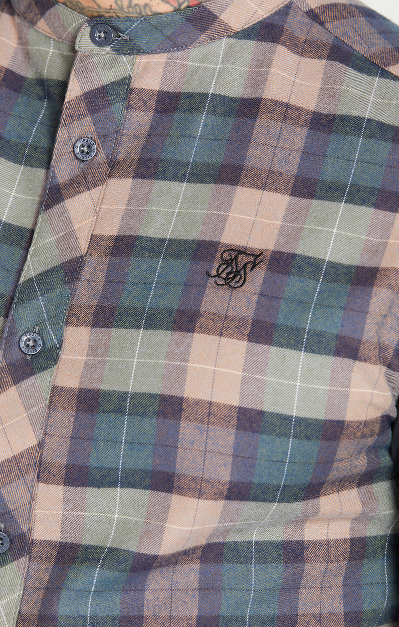 Black Flannel Check Grandad Shirt (1)