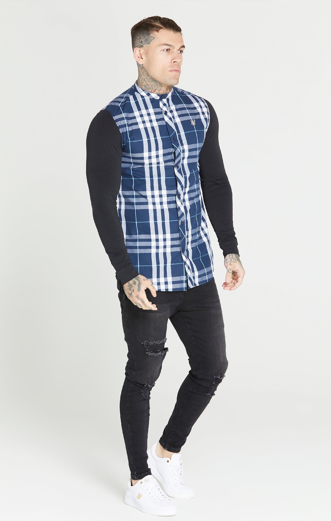 Black Check Grandad Shirt (2)