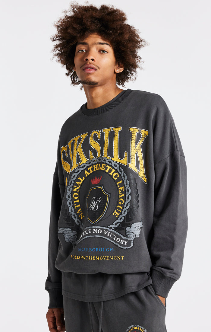 Grey Varsity Oversized Sweatshirt