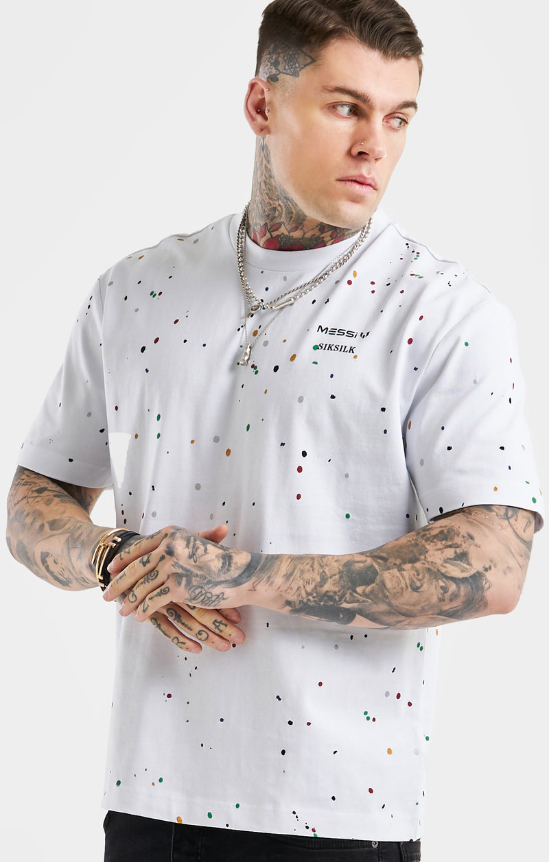 Messi x SikSilk Oversized Paint Splat Tee - White