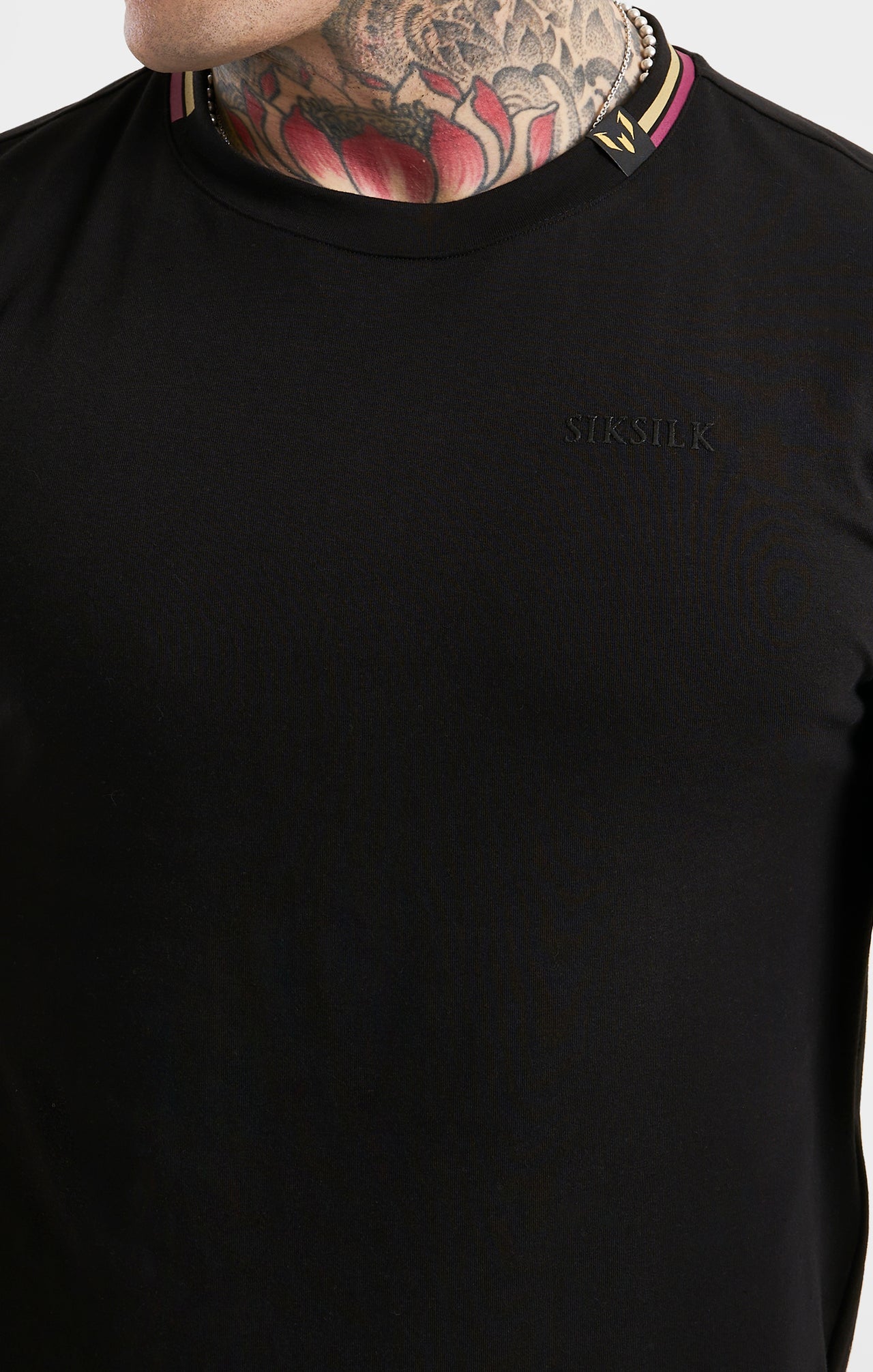 Messi x SikSilk Black Collar Muscle Fit T-Shirt (1)