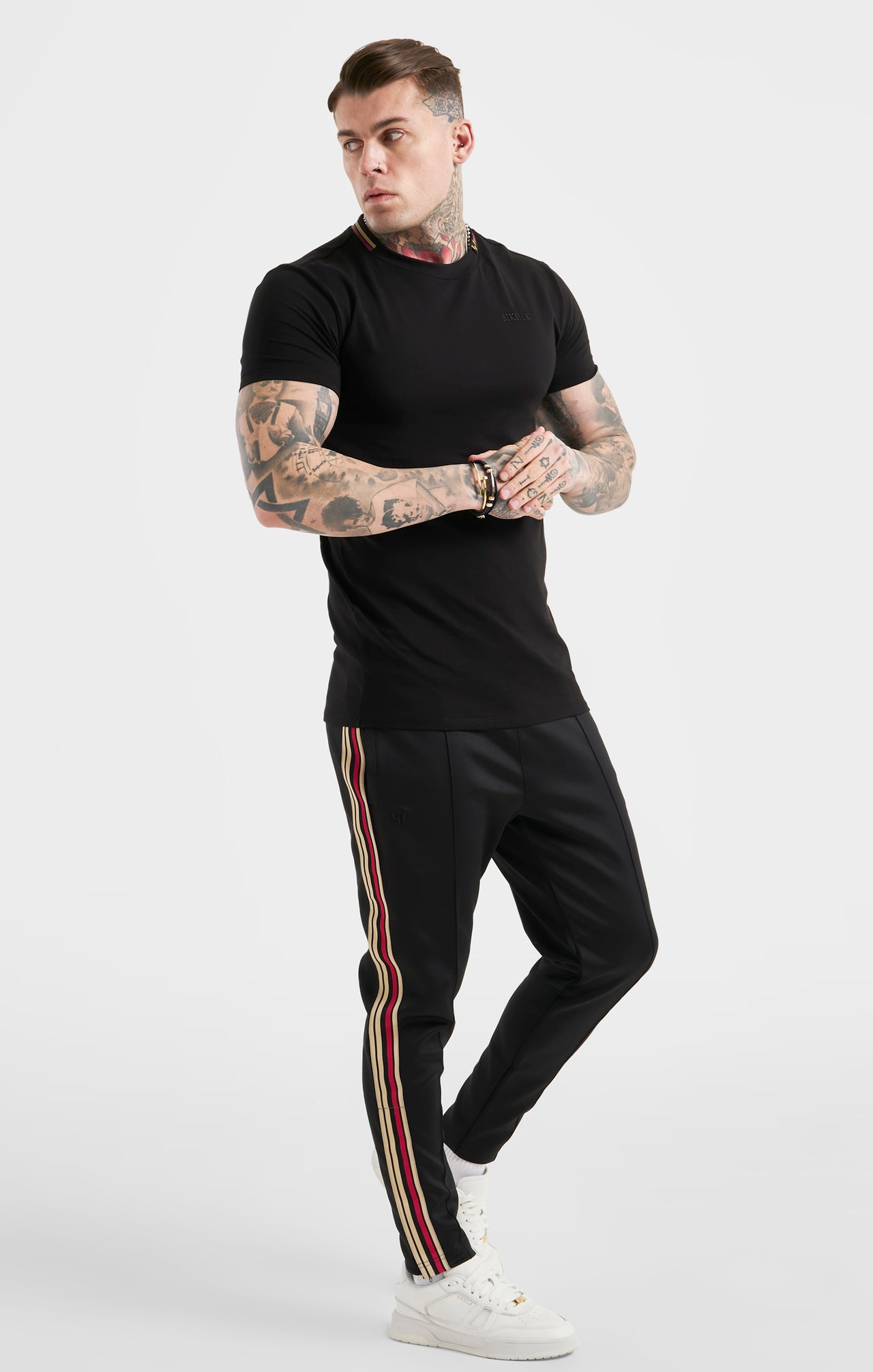 Messi x SikSilk Black Collar Muscle Fit T-Shirt (2)