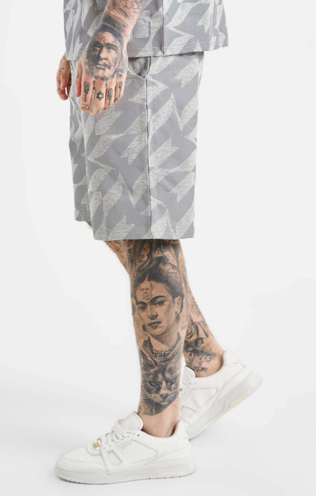 Messi x SikSilk Silver Print Shorts - Grey Marl (1)