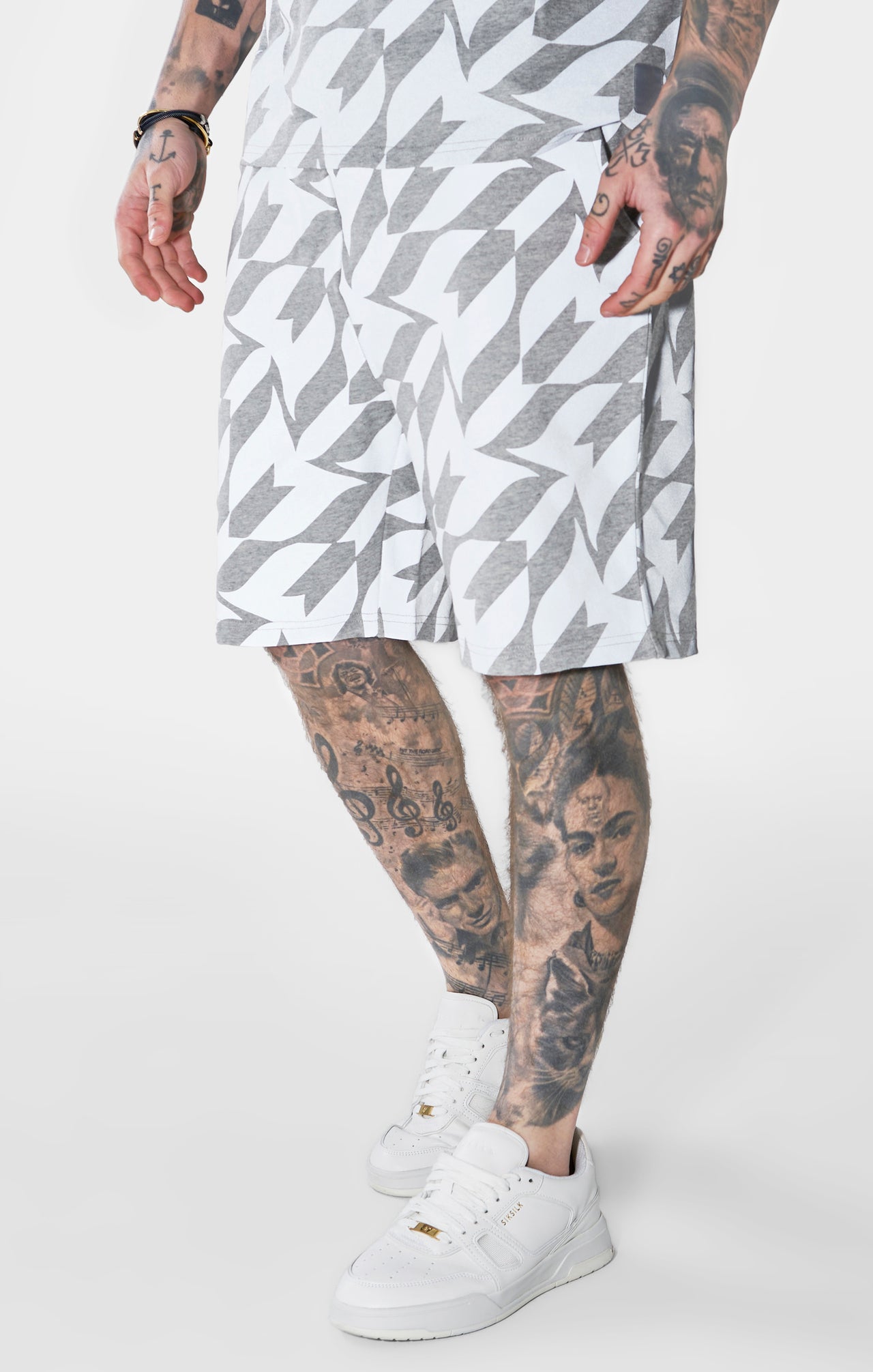 Messi x SikSilk Silver Print Shorts - Grey Marl (7)