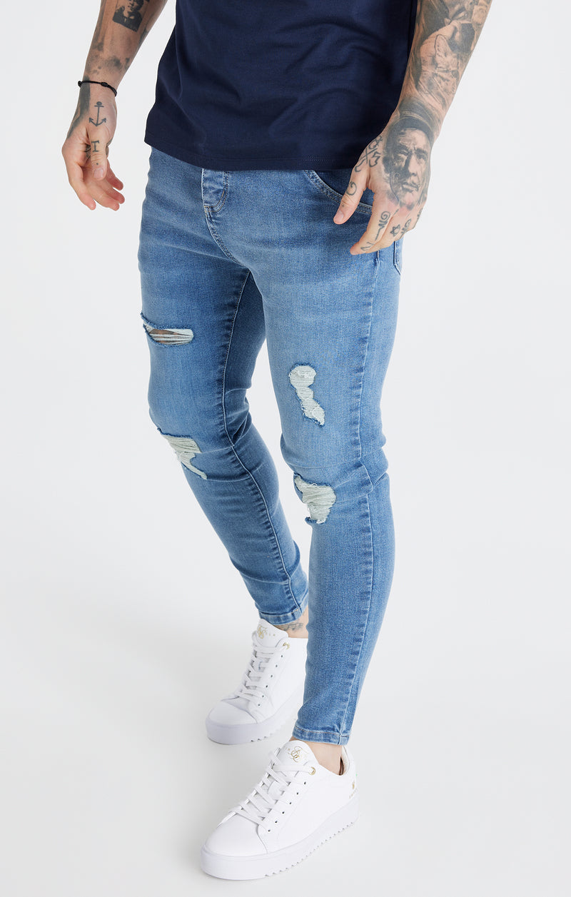 Messi X SikSilk Messi Distressed Skinny Jeans - Midstone