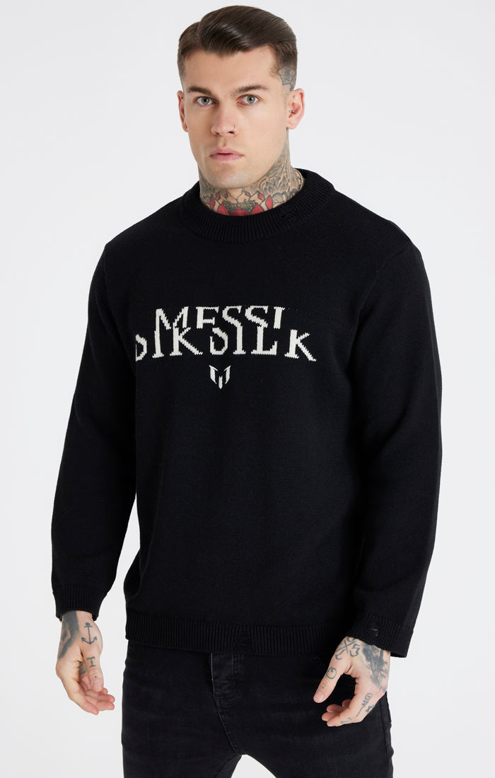 Messi x SikSilk Black Knit Sweatshirt