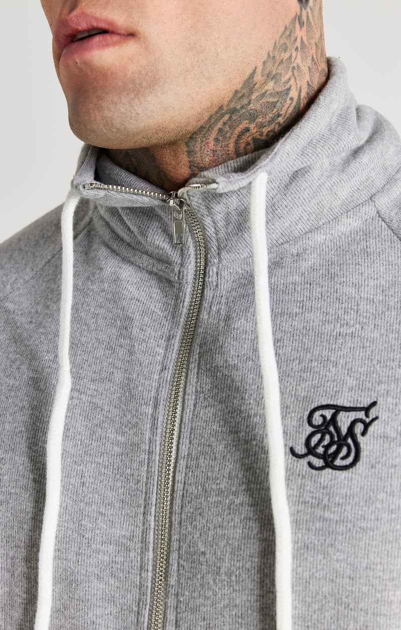 Grey Marl Half Zip Rib Funnel