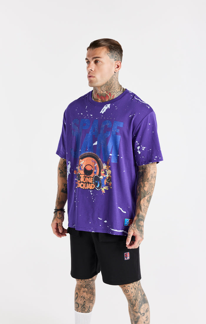 Load image into Gallery viewer, Purple Space Jam x SikSilk Distressed T-Shirt (1)