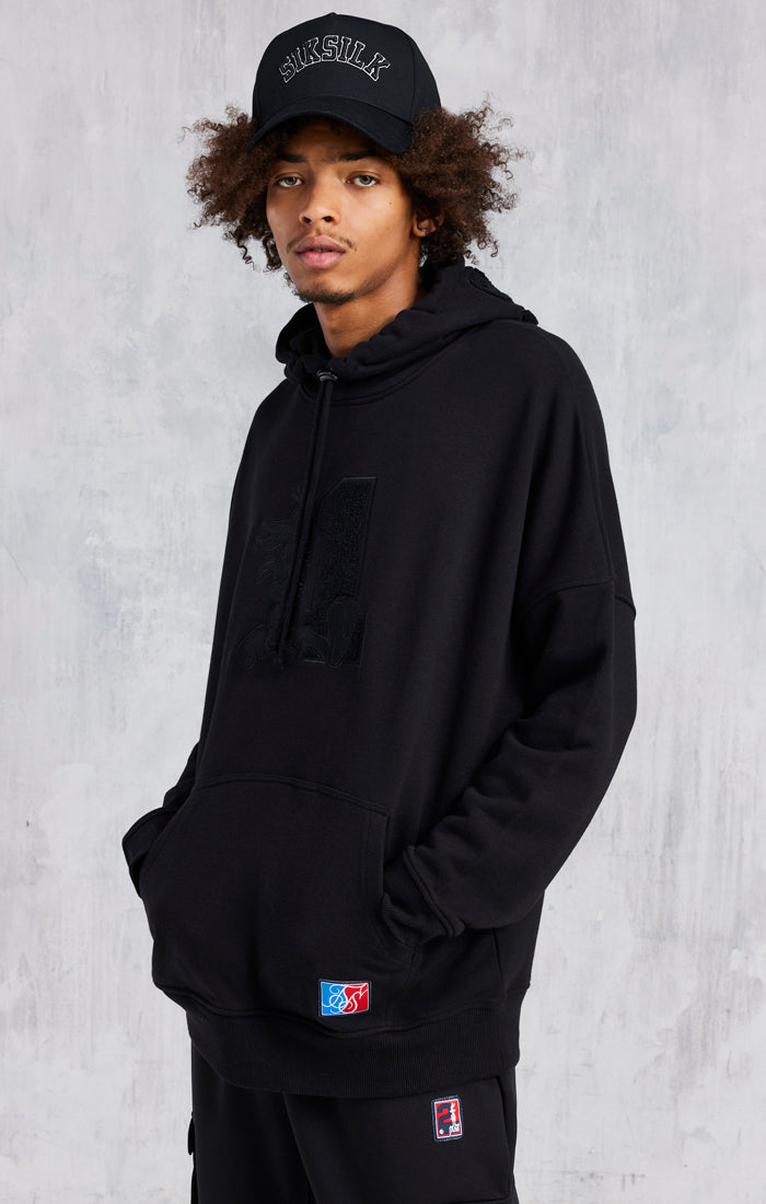 Black Space Jam x SikSilk Oversized Towelling Hoodie