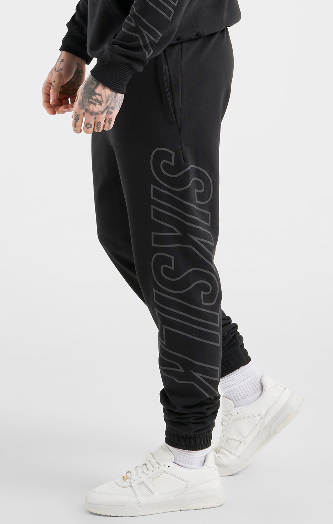 Load image into Gallery viewer, Black Sports Relaxed Fit Large Branding Pant (2)