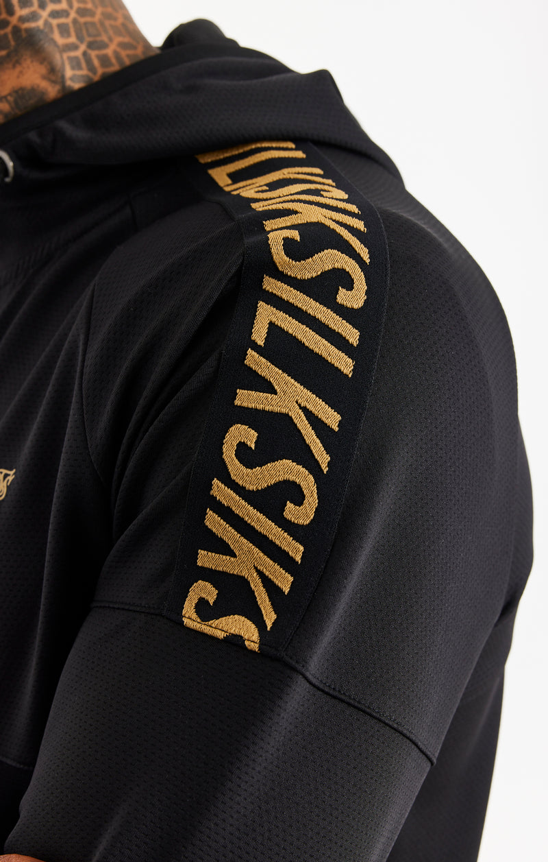 Black Sports Zip Through Tape Hoodie (1)