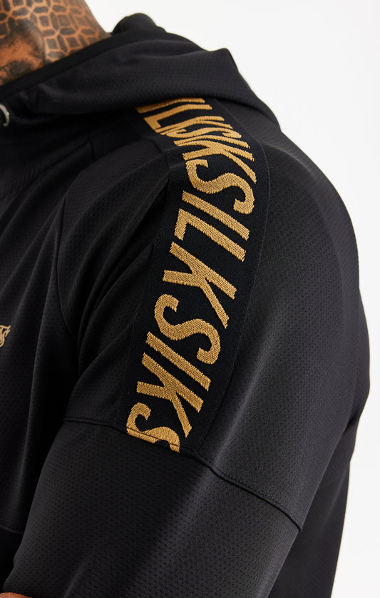 Black Sports Zip Through Tape Hoodie