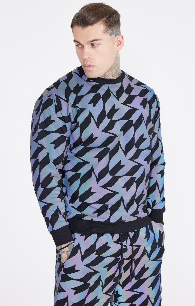 Black Iridescent Crew Sweatshirt