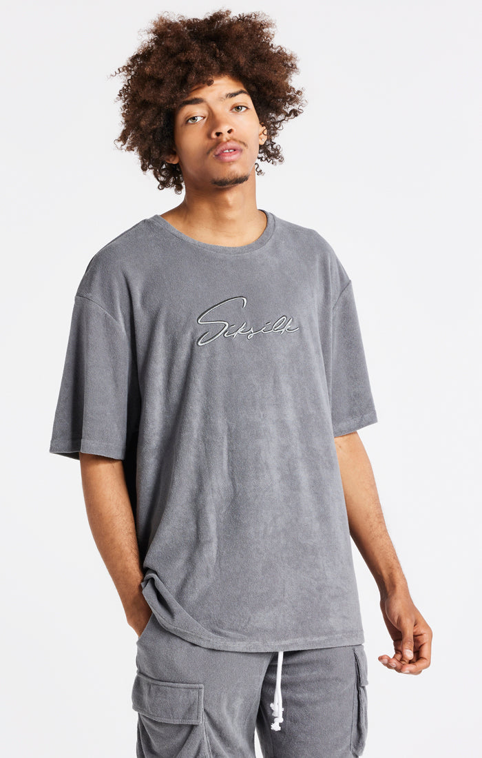 Grey Towelling Oversized T-Shirt