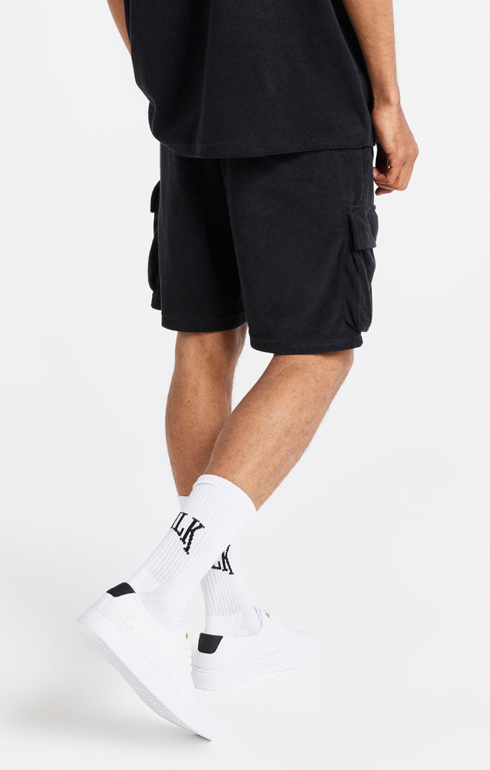 Load image into Gallery viewer, Black Towelling Cargo Short (2)