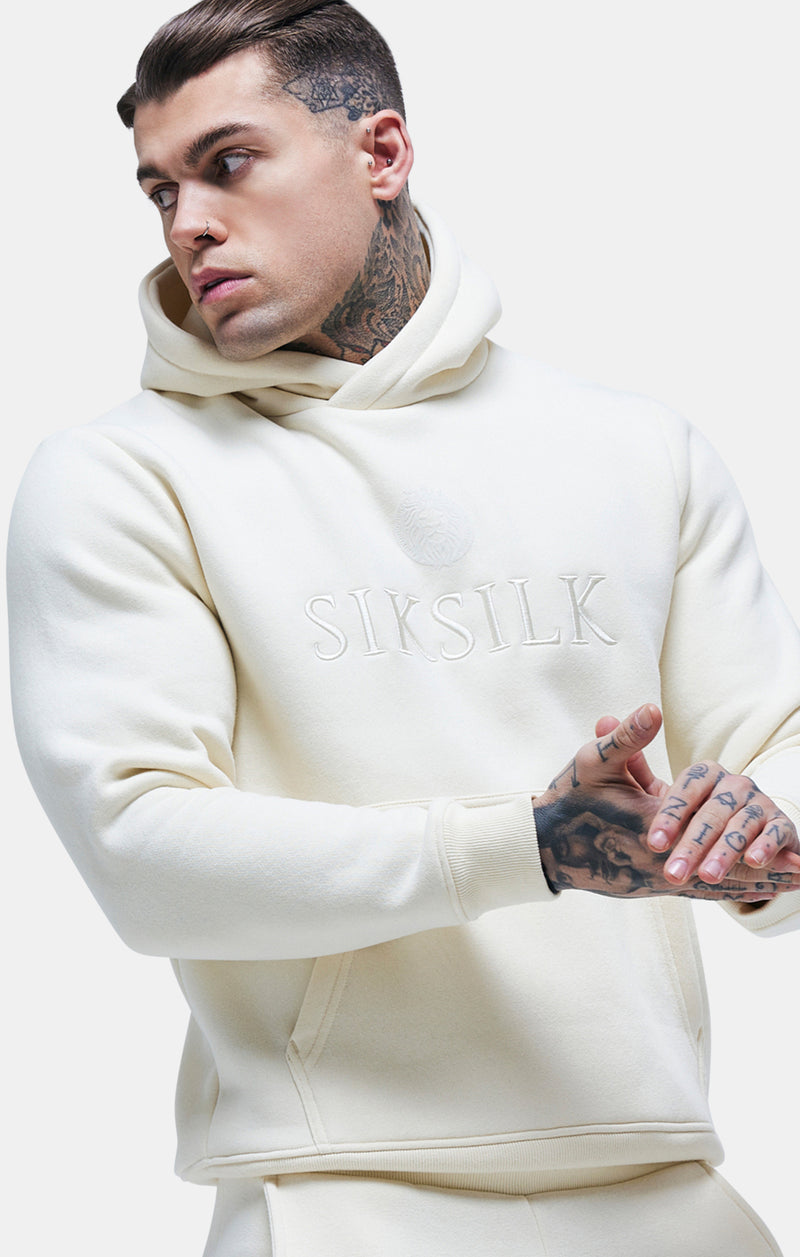 Messi x SikSilk Ecru Embroidered Overhead Hoodie