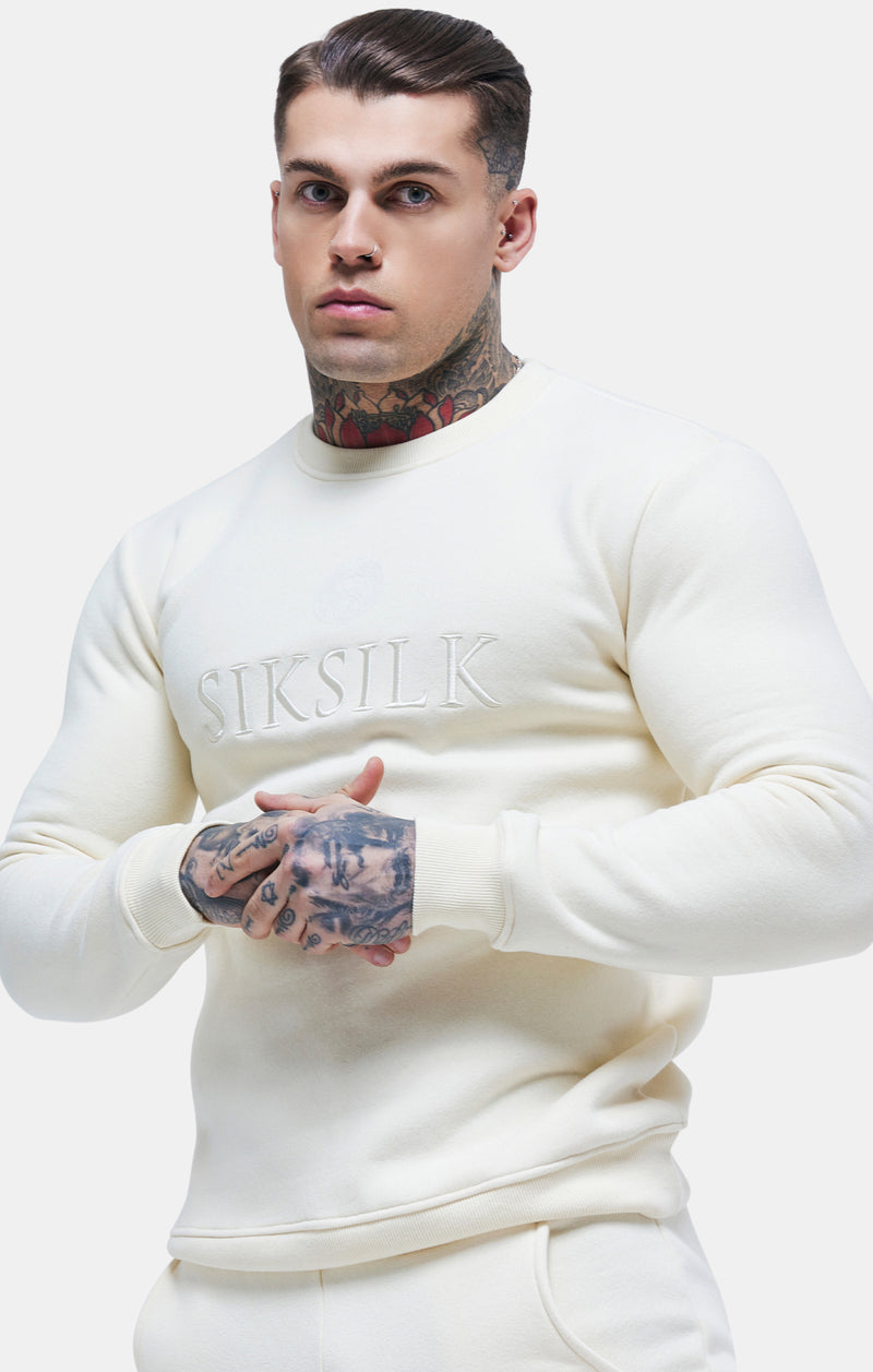 Messi x SikSilk Ecru Embroidered Crew Sweatshirt