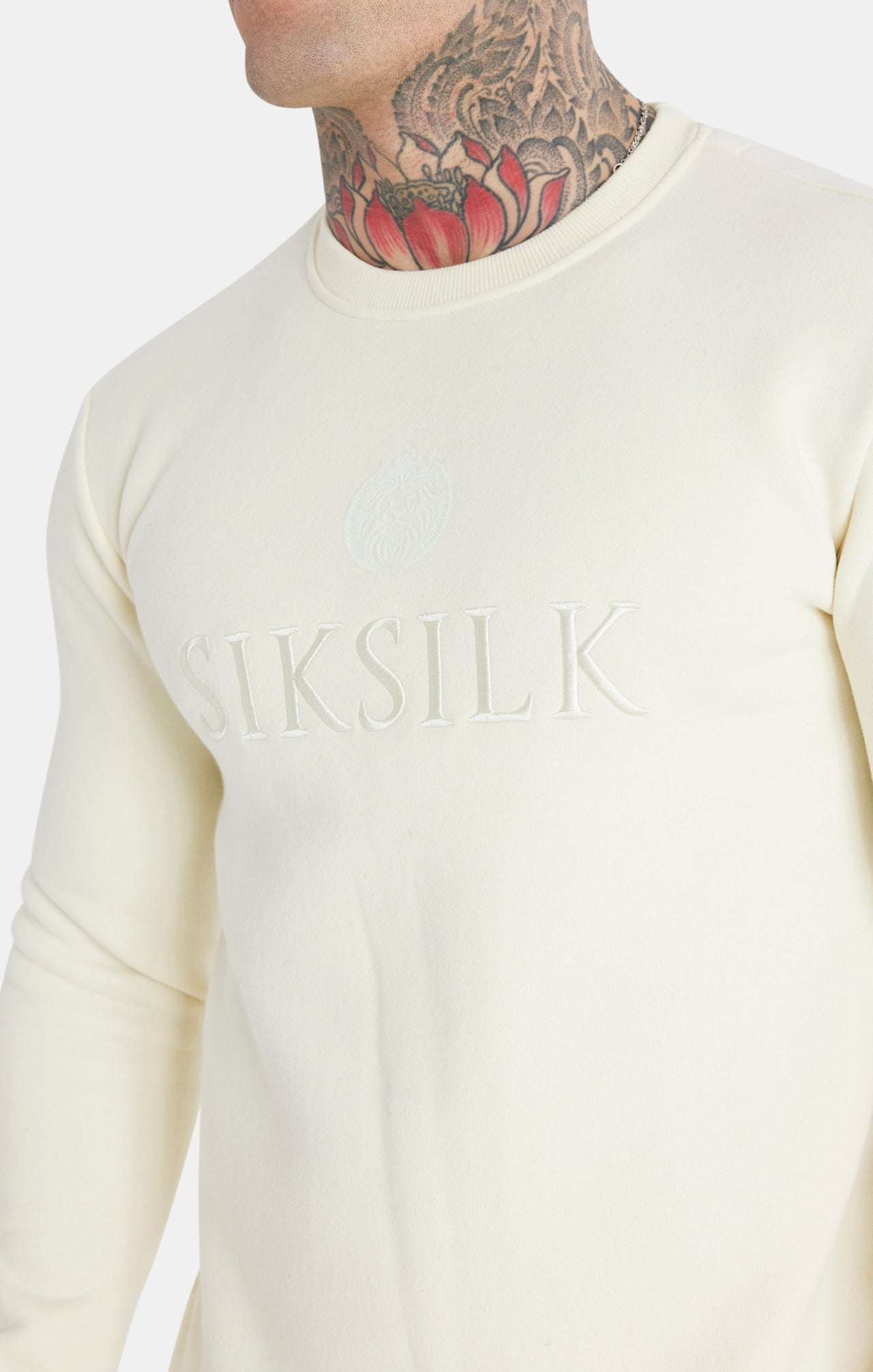 Messi x SikSilk Ecru Embroidered Crew Sweatshirt (3)