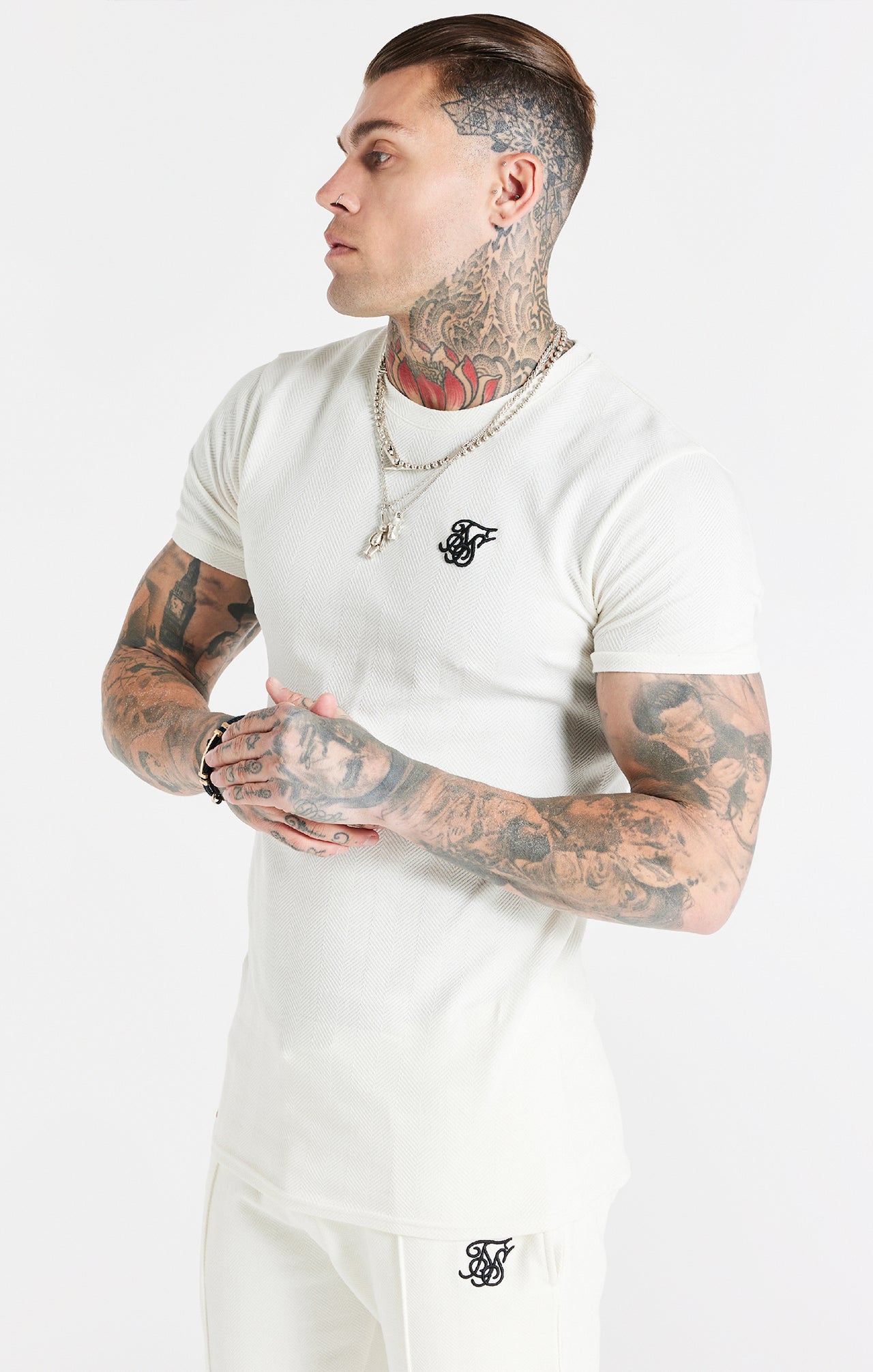 Snow Marl Herringbone Muscle Fit T-Shirt