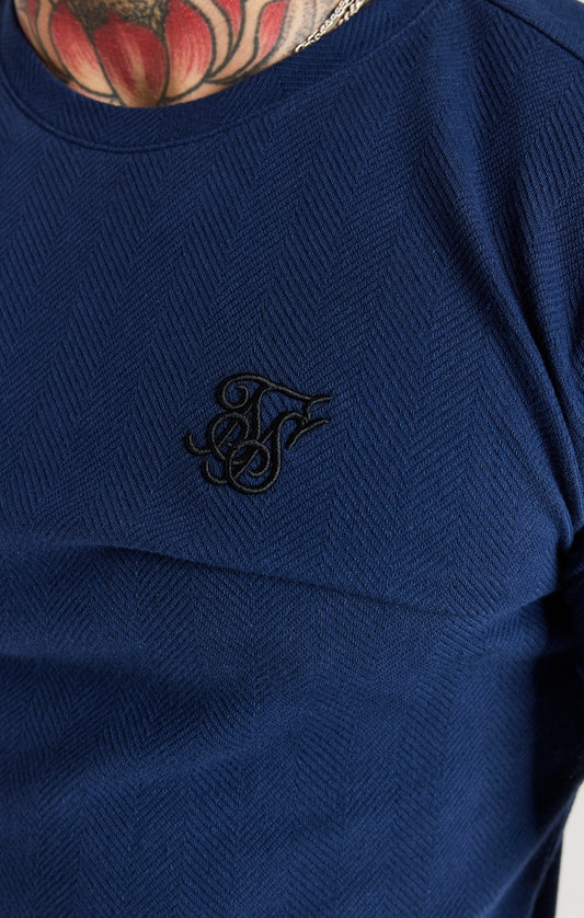 Navy Herringbone Muscle Fit T-Shirt